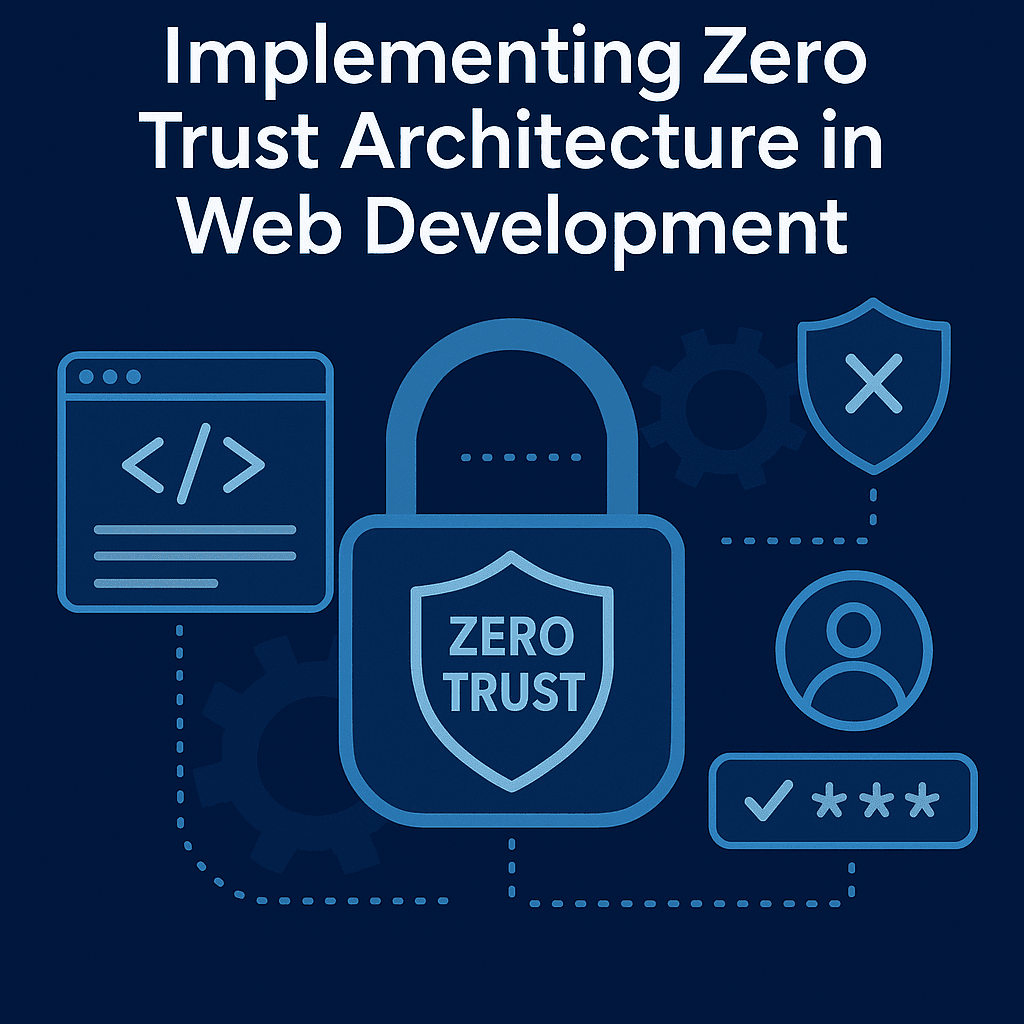 Image with locker text implementing zero trust architecture in web development 